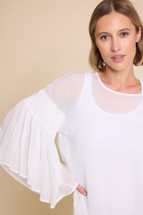 Line Of Oslo Sienna Solid Top Blouse Creme 091