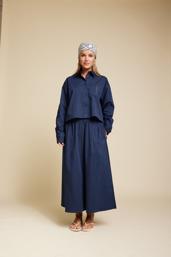 Line Of Oslo Skirt Solid Skirt Blue 066