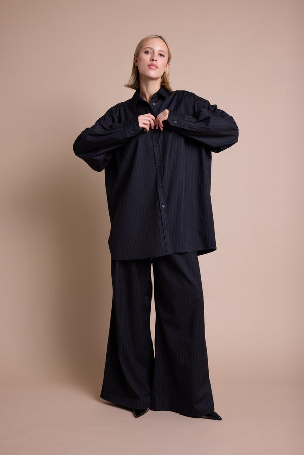 Line Of Oslo Stella Stripe Skjorte Blouse Black 097