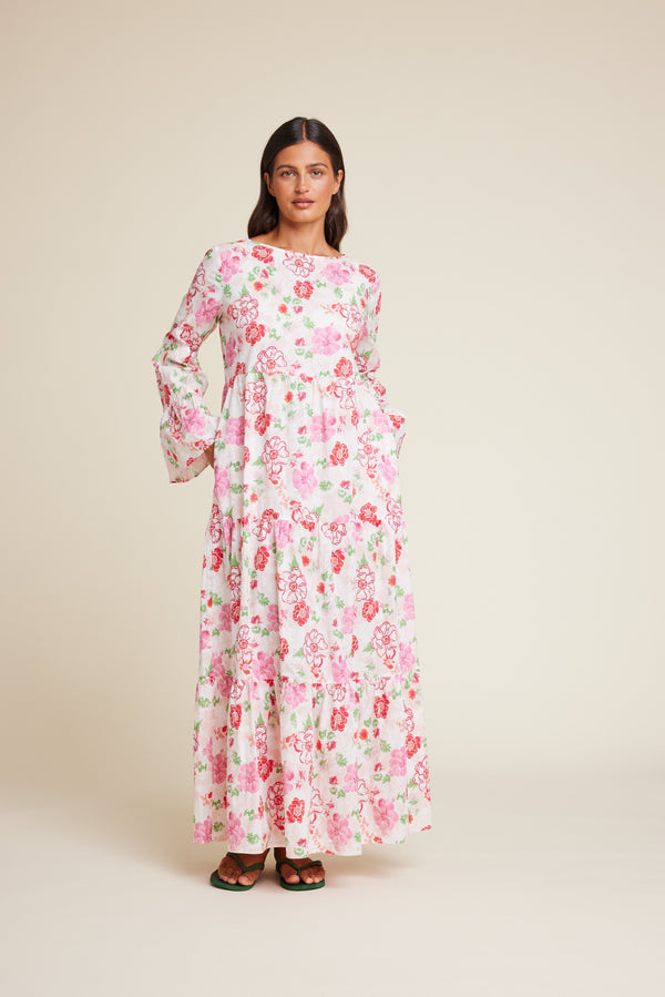 Line Of Oslo Stone Flower Print Dress Dress As is 136