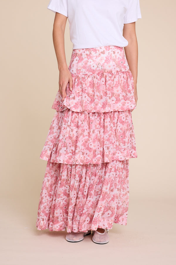 Line Of Oslo Summer Flower Skirt Skirt Pink 002