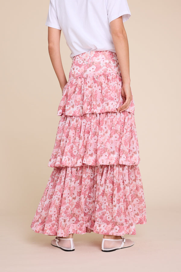 Line Of Oslo Summer Flower Skirt Skirt Pink 002