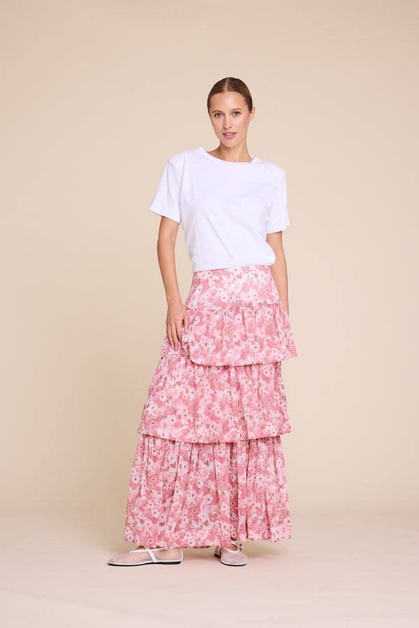 Line Of Oslo Summer Flower Skirt Skirt Pink 002
