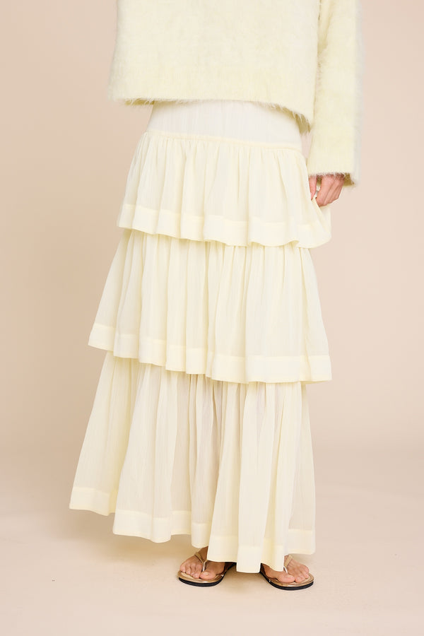 Line Of Oslo Summer Solid Skirt Skirt Yellow 060
