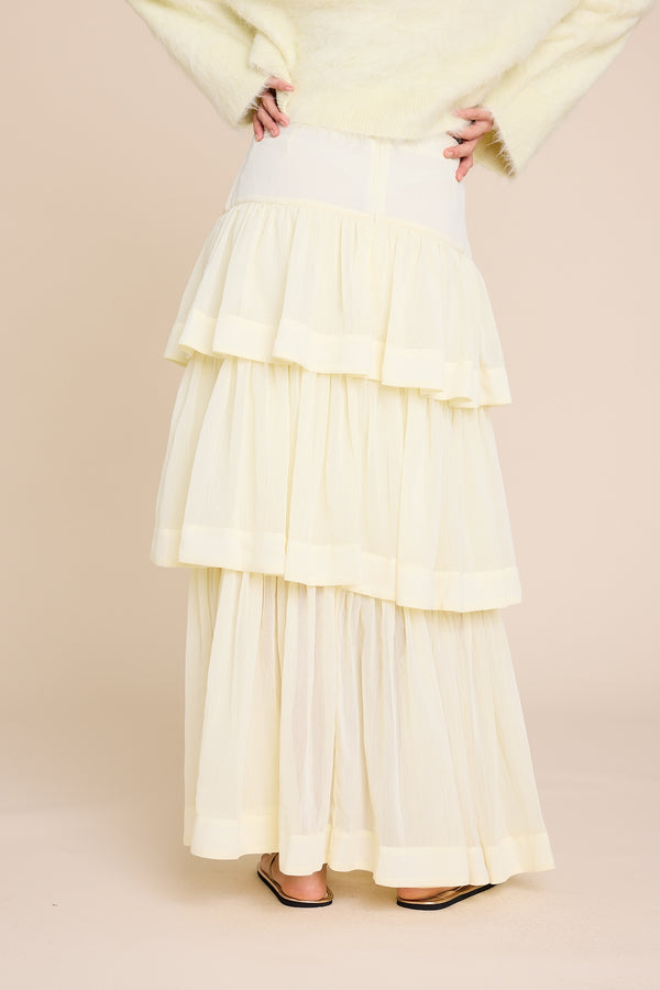 Line Of Oslo Summer Solid Skirt Skirt Yellow 060