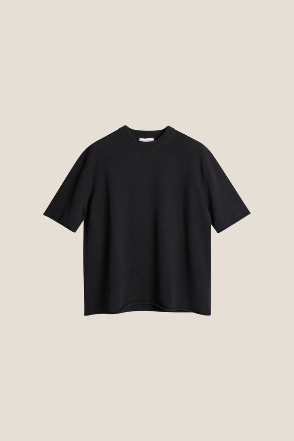 Line Of Oslo Terry Knitted T-shirt Top Black 097
