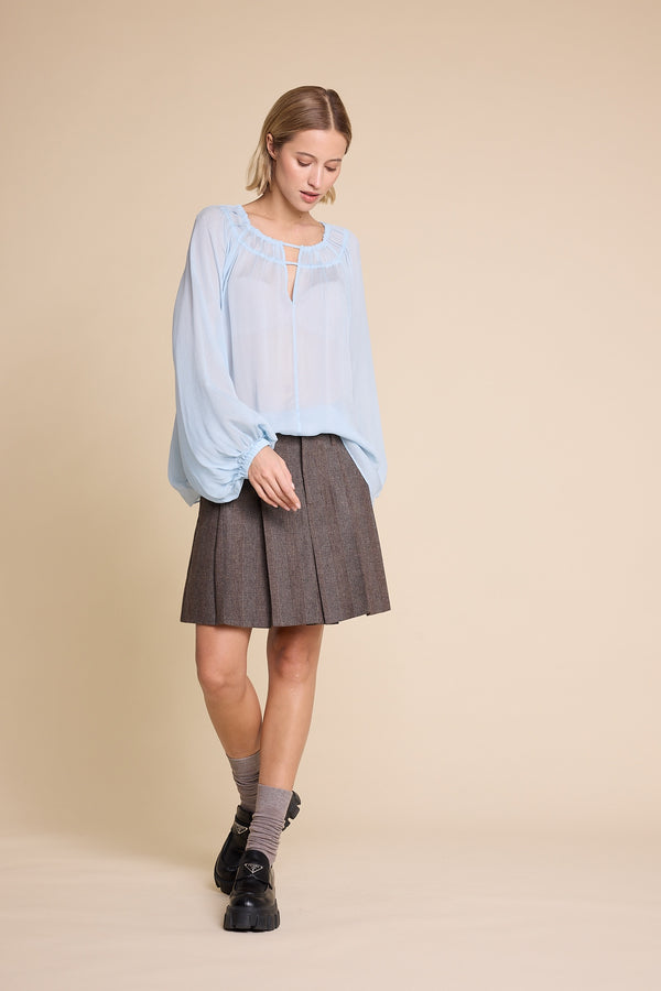 Line Of Oslo Tessa Chiffon Top Blouse Light Blue 003