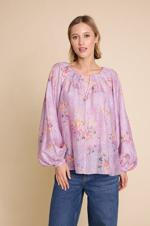 Line Of Oslo Tessa Print Top Blouse Pink 002