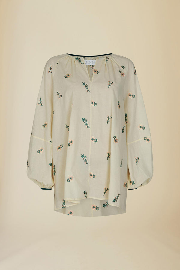 Line Of Oslo Tex Flower Blouse Blouse Creme 091