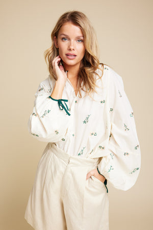 Line Of Oslo Tex Flower Blouse Blouse Creme 091
