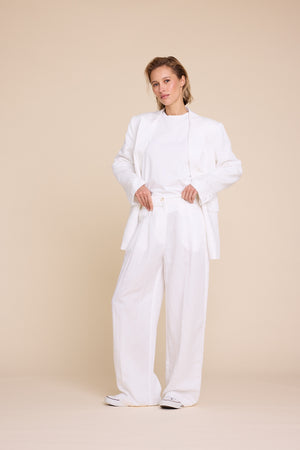 Line Of Oslo The Kid Linen Blazer Blazer White 001