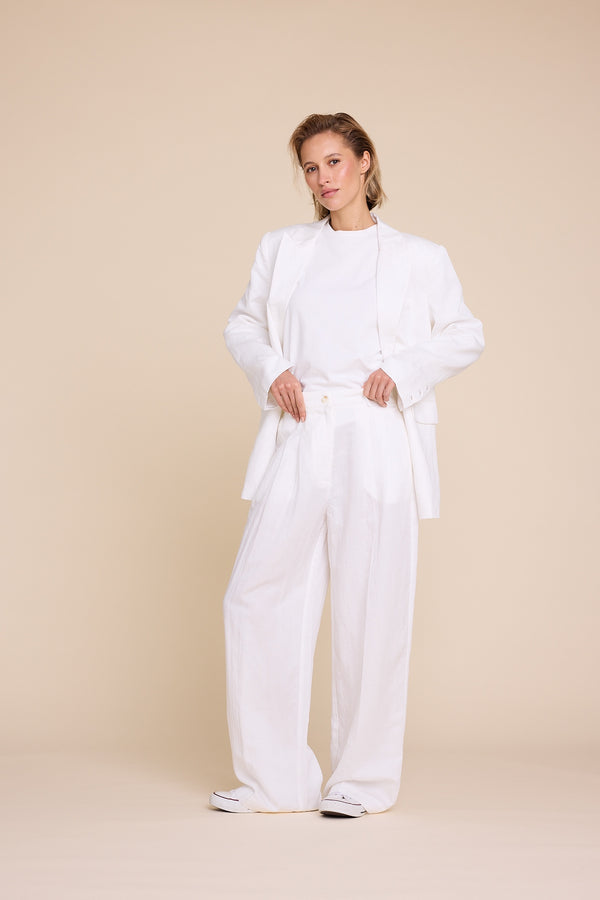 Line Of Oslo The Kid Linen Blazer Blazer White 001