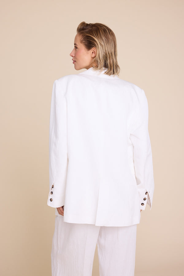 Line Of Oslo The Kid Linen Blazer Blazer White 001