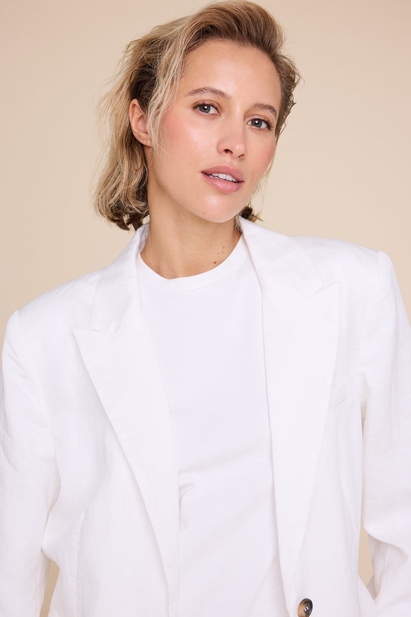 Line Of Oslo The Kid Linen Blazer Blazer White 001
