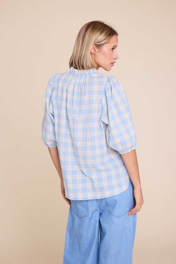 Line Of Oslo Tutti Check Blouse Blouse Light Blue 003