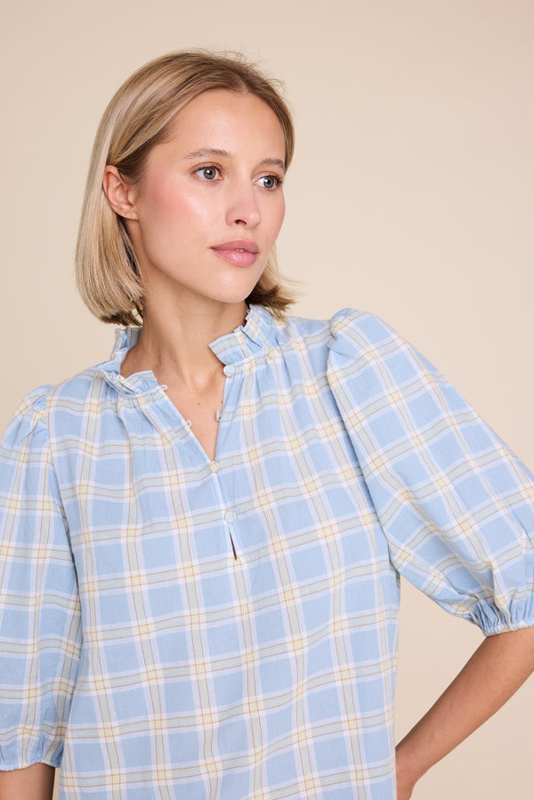 Line Of Oslo Tutti Check Blouse Blouse Light Blue 003