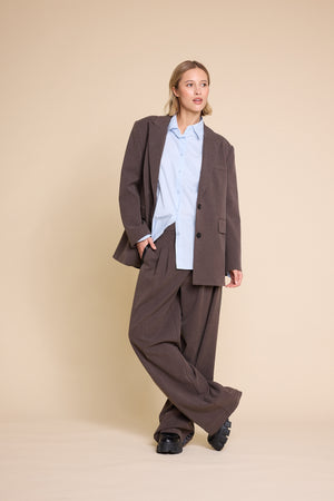Line Of Oslo Ursula Wool Stripe Trousers Trouser Brown w/ stripe 240