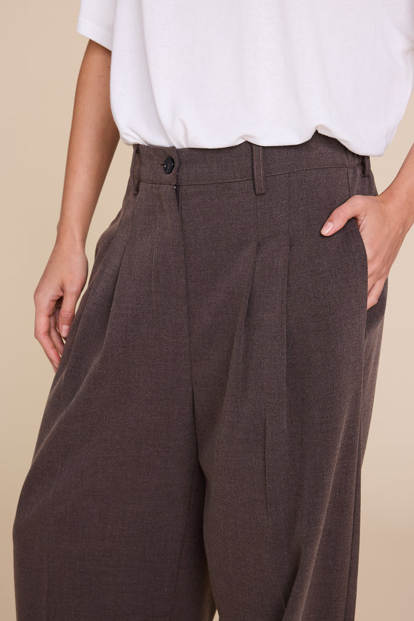 Line Of Oslo Ursula Wool Trousers Trouser Brown wo/ stripe