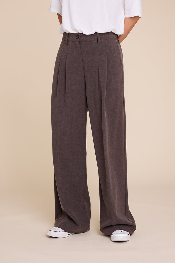 Line Of Oslo Ursula Wool Trousers Trouser Brown wo/ stripe