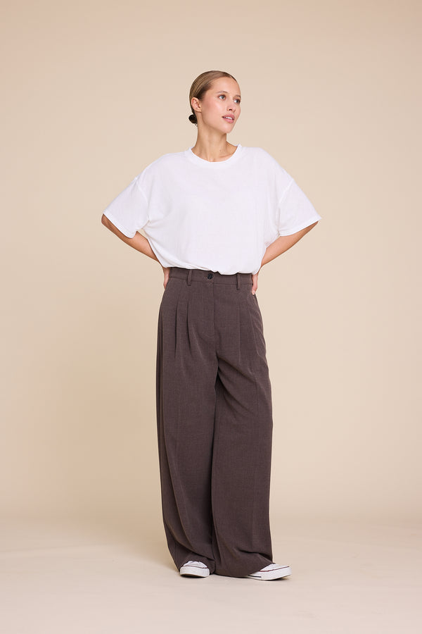 Line Of Oslo Ursula Wool Trousers Trouser Brown wo/ stripe