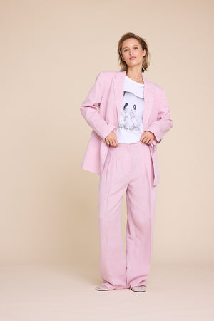 Line Of Oslo Ursula Linen Trousers Trouser Pink 002
