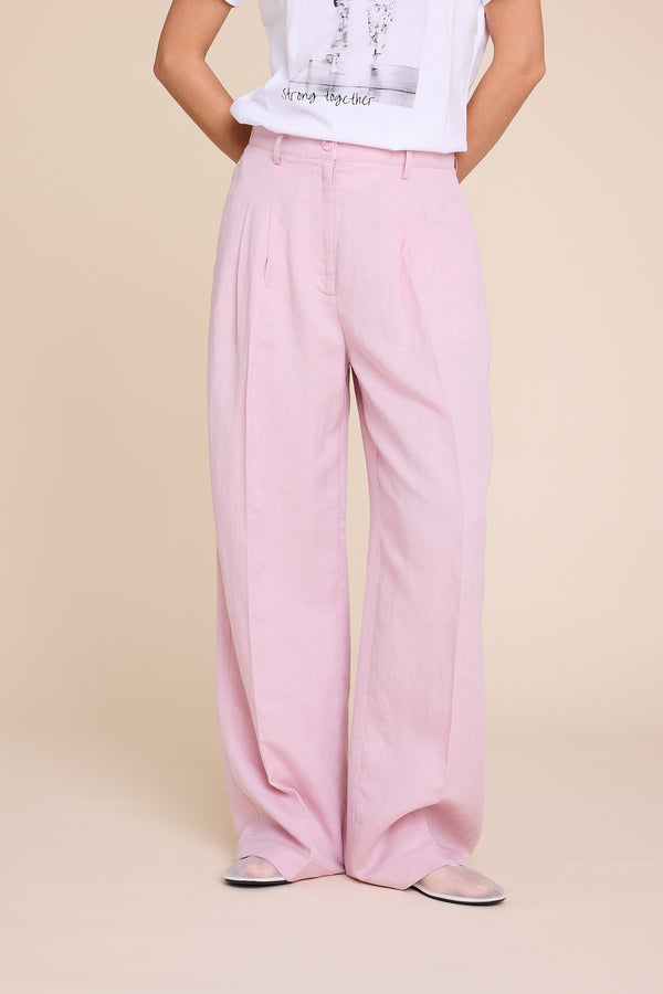 Line Of Oslo Ursula Linen Trousers Trouser Pink 002