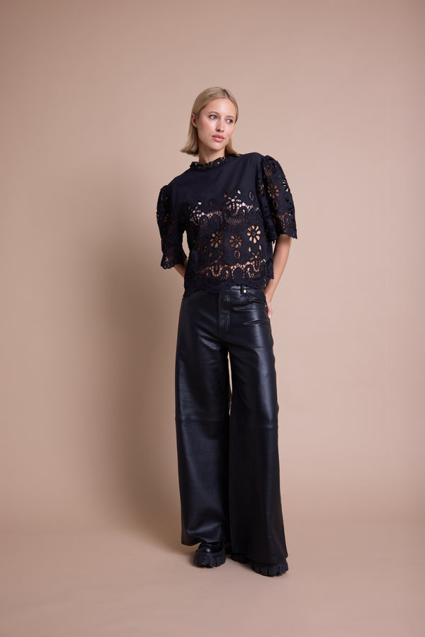 Line Of Oslo Victoria Lace Bluse Blouse Black 097