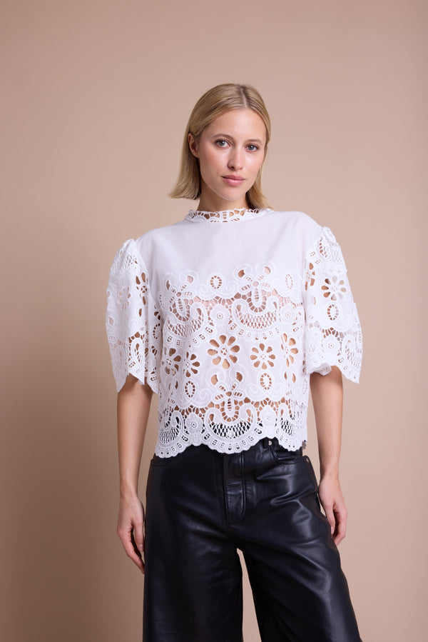 Line Of Oslo Victoria Lace Bluse Blouse White 001