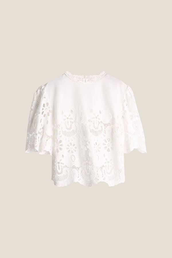 Line Of Oslo Victoria Lace Bluse Blouse White 001
