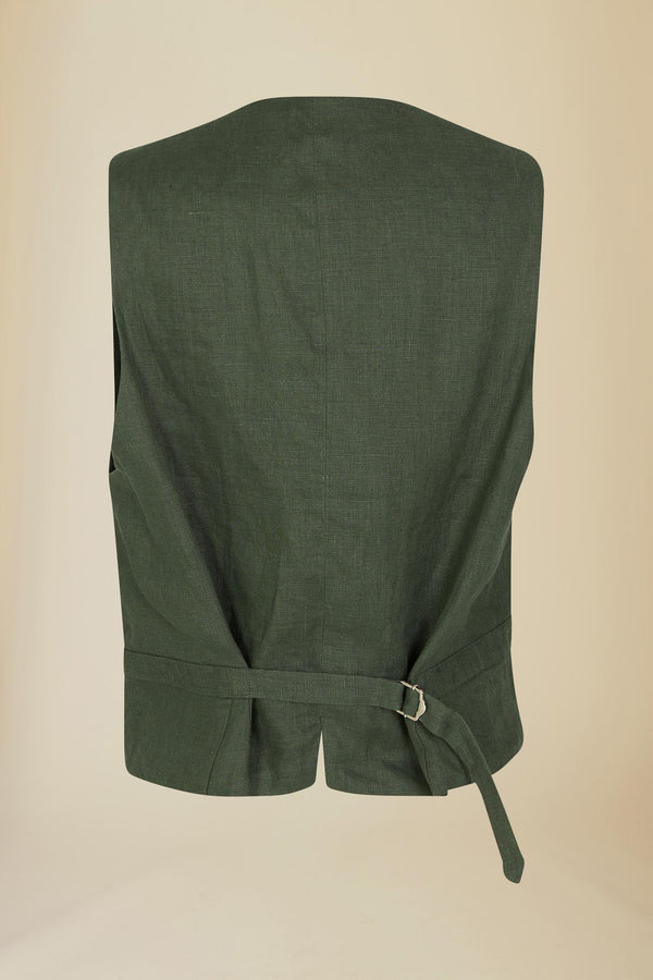 Line Of Oslo West Linen Vest Army 119