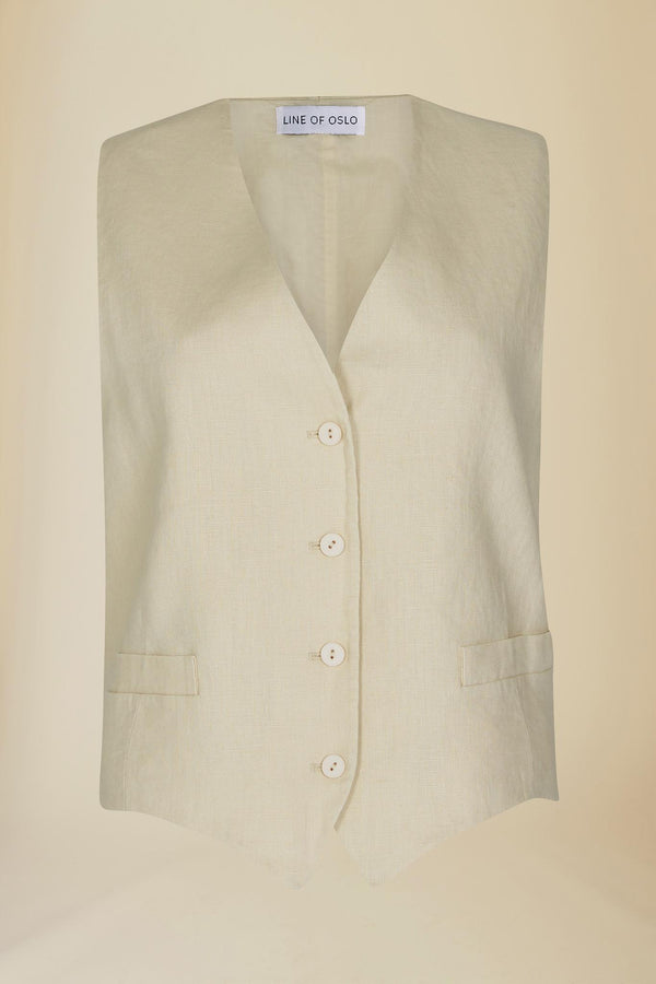 Line Of Oslo West Linen Vest Latte
