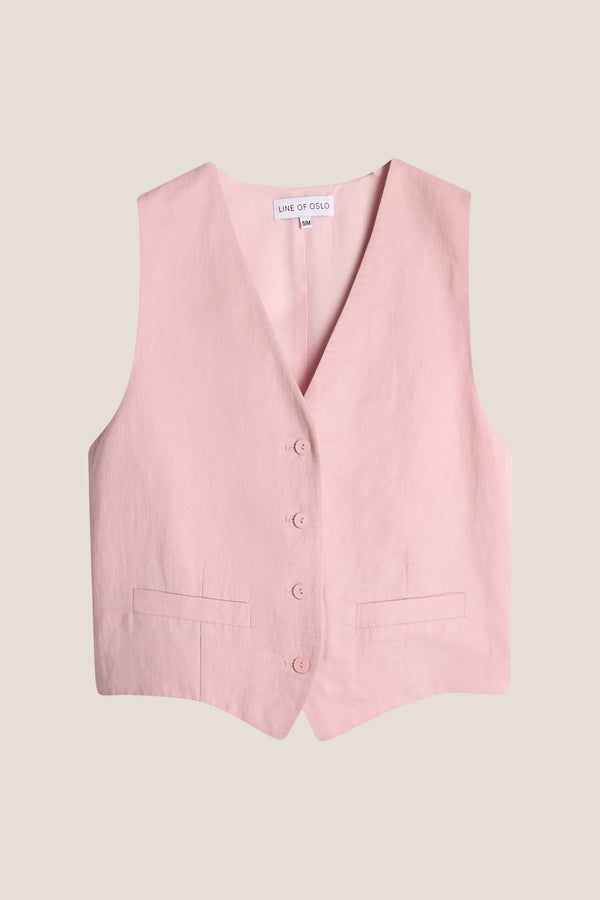 Line Of Oslo West Linen Vest Pink 002