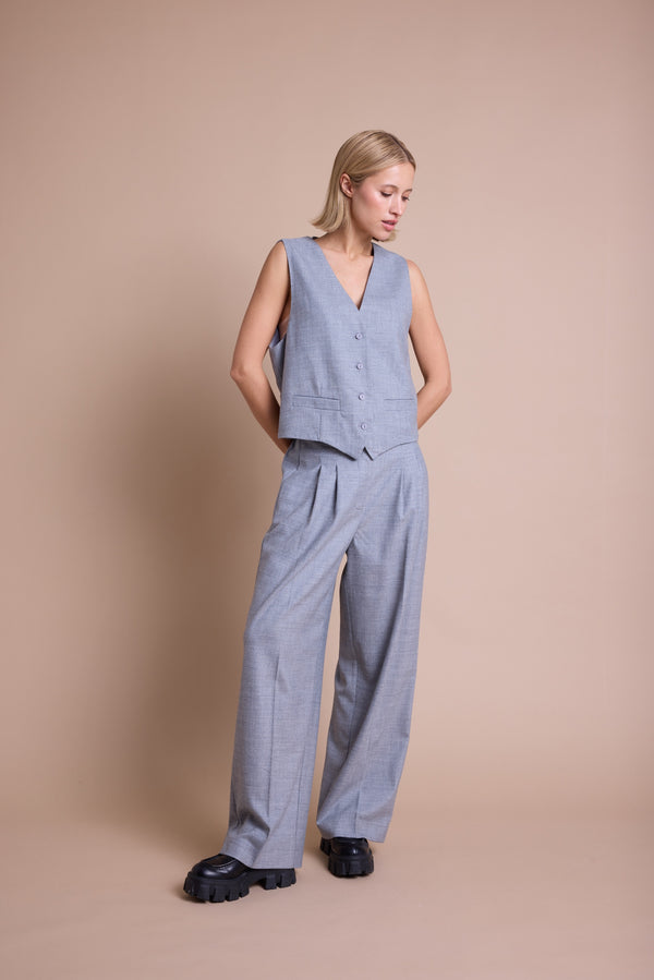 Line Of Oslo West Solid Vest Grey 005