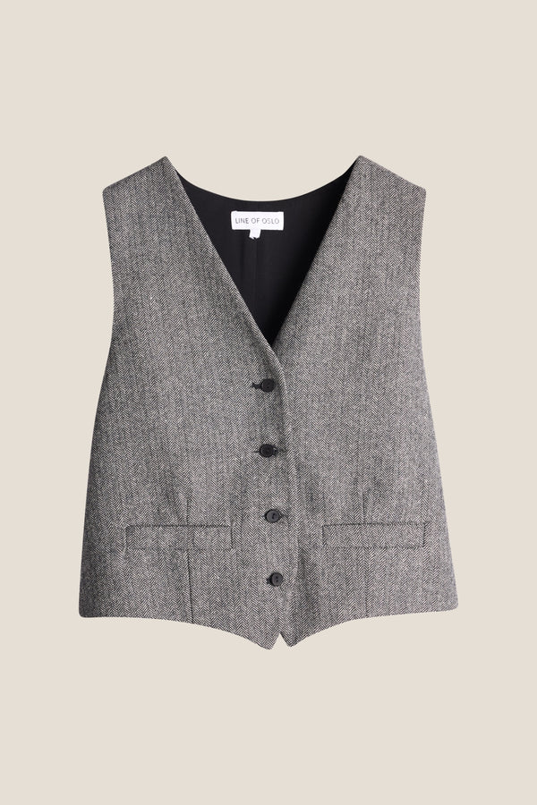 Line Of Oslo West Tweed Vest Black 097