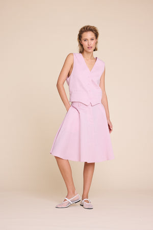 Line Of Oslo West Linen Vest Pink 002