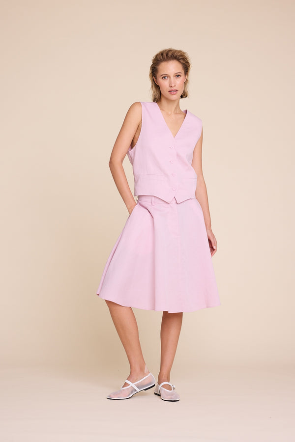 Line Of Oslo West Linen Vest Pink 002