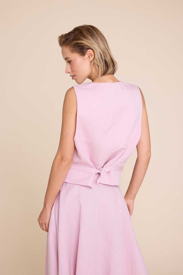 Line Of Oslo West Linen Vest Pink 002