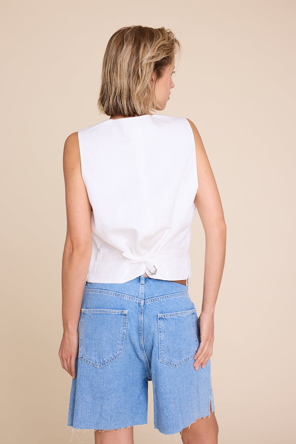 Line Of Oslo West Linen Vest White 001