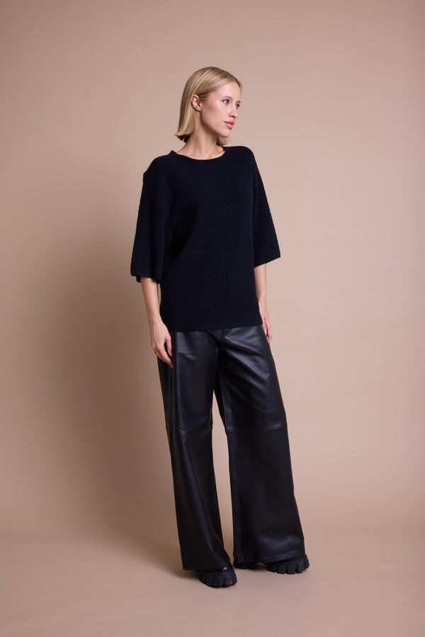 Line Of Oslo Yak Calm Strikket Topp Knitted sweater Black 097