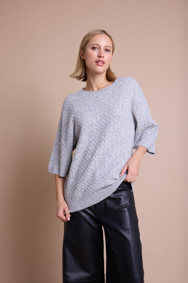Line Of Oslo Yak Calm Strikket Topp Knitted sweater Grey Melange 006